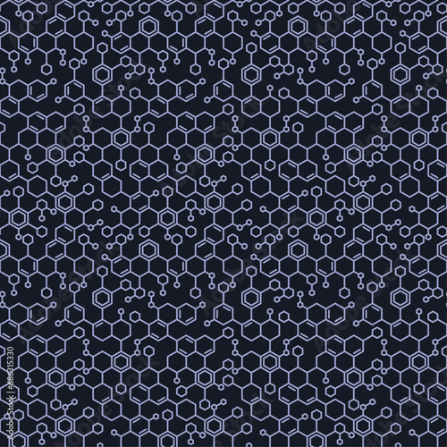 Molecule Background. Micro Structure Seamless Pattern. Vector