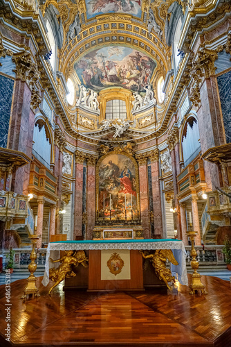 side altar of the chapel inside the basilica SS Ambrogio e Carlo in the center of the Italian city of Rome