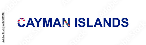 Letters Cayman Islands in the style of the country flag. Cayman Islands word in national flag style.