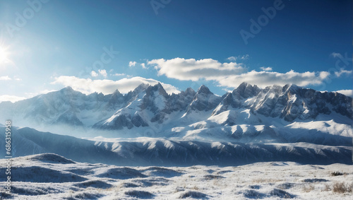 Exploring the Majestic Beauty of Snowy Alpine Peaks in a Winter Landscape Adventure