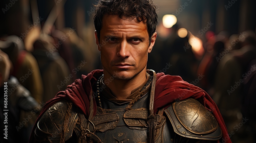Portrait of Julius Caesar in roman military uniform. Portrait of Julius Caesar in roman military uniform.