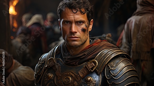 Portrait of Julius Caesar in roman military uniform. © W&S Stock