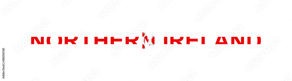 Letters Northern Ireland in the style of the country flag. Northern Ireland word in national flag style.