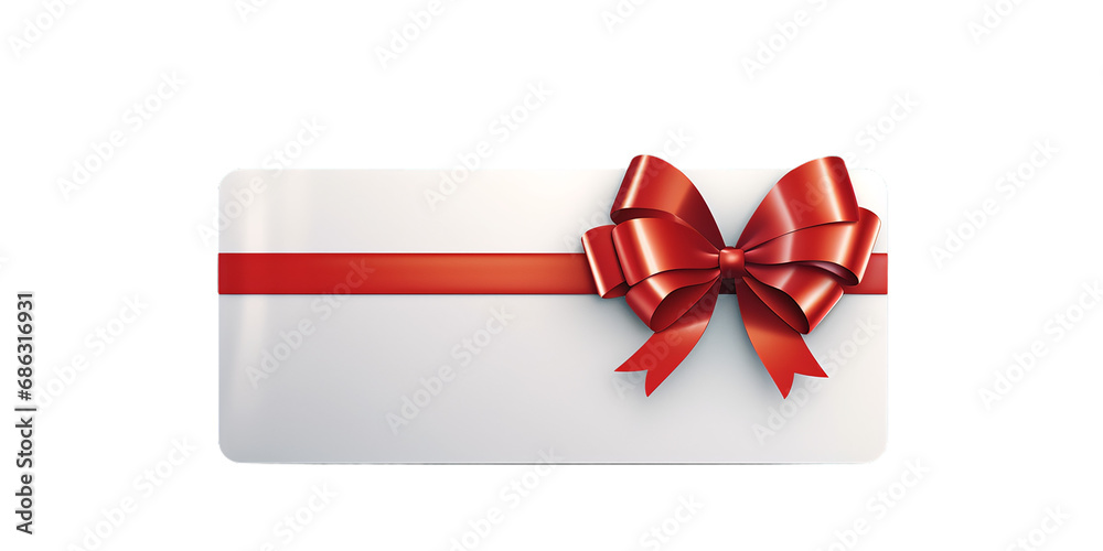 A gift voucher with a red ribbon, isolated on a transparent background A gift voucher with a red ribbon, isolated on a transparent background