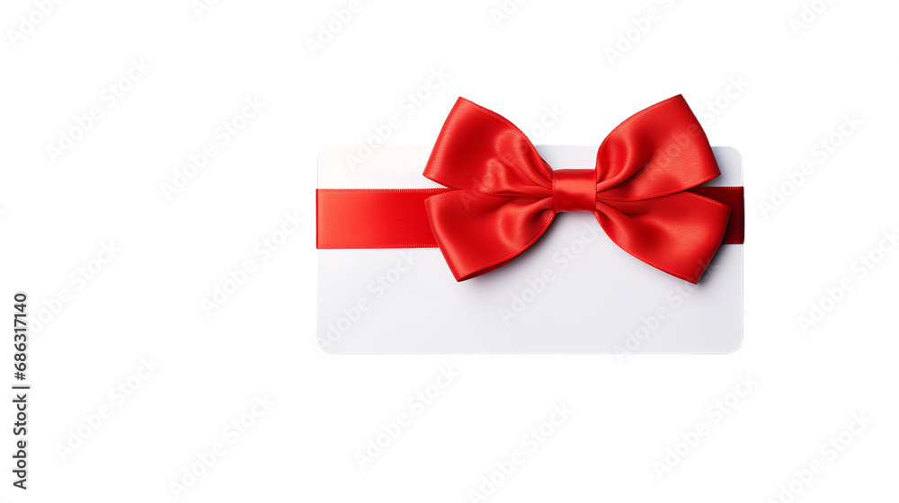 A white gift voucher with a red ribbon, isolated on a transparent background A white gift voucher with a red ribbon, isolated on a transparent background