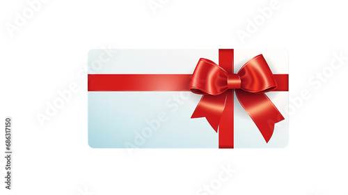A white blue gift voucher with a red ribbon, isolated on a transparent background © Grumpy