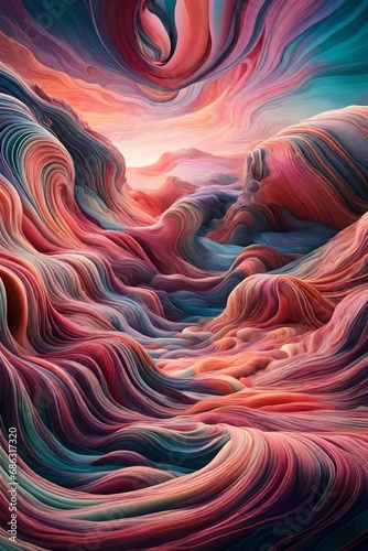 A surreal dreamscape of swirling gradients, where ethereal waves of color collide and cascade, forming an otherworldly panorama.