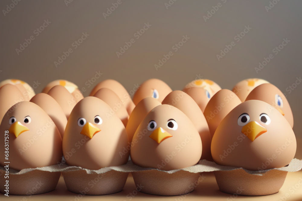 Brown egg people, cute with big eyes and long beaks. Unusual and fun. Brown egg people, cute with big eyes and long beaks. Unusual and fun.
