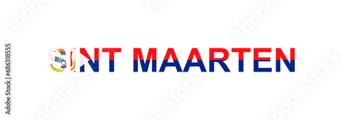 Letters Sint Maarten in the style of the country flag. Sint Maarten word in national flag style.