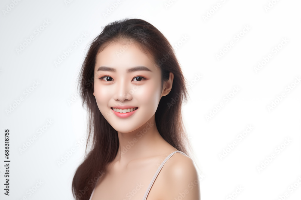 Portrait asian woman Perfect clean fresh skin isolated on white background. Portrait asian woman Perfect clean fresh skin isolated on white background.