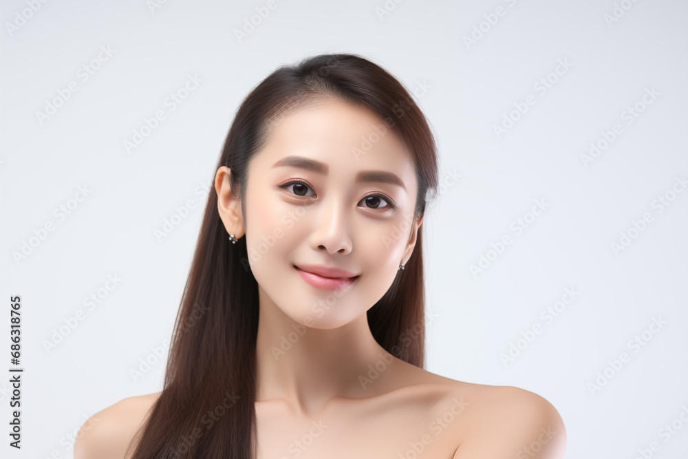 Portrait asian woman Perfect clean fresh skin isolated on white background. Portrait asian woman Perfect clean fresh skin isolated on white background.