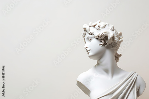 Antique bust of woman on white background. feminine beauty. AI generated