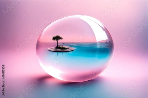 Transparent a waterball set with pink and blue colour  photo
