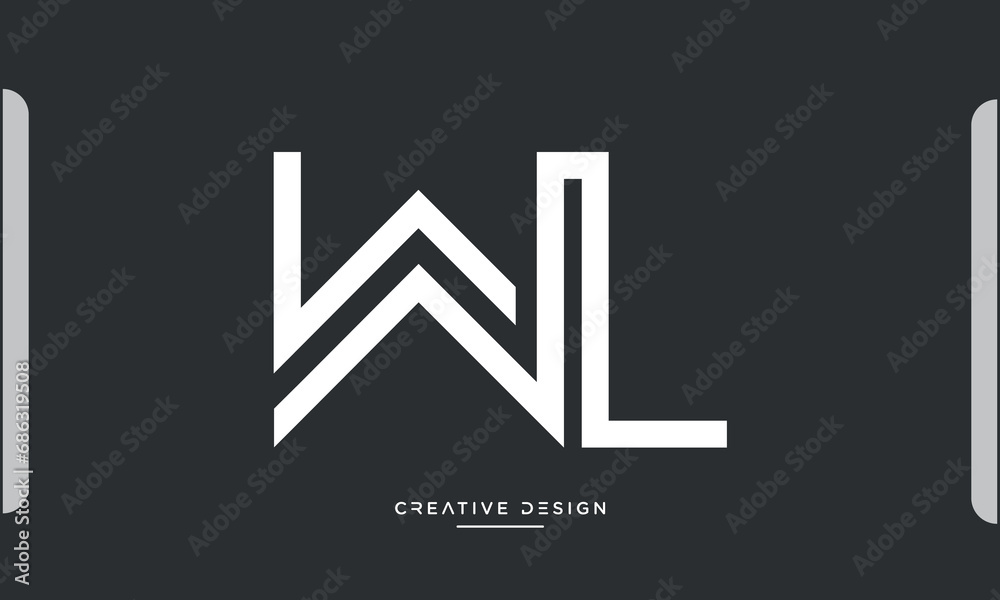 Alphabet letters WL or LW logo monogram Alphabet letters WL or LW logo monogram