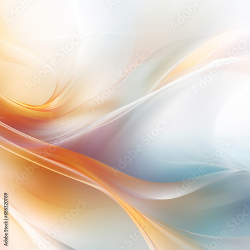 Fondo abstracto con formas sinuosas y difuminado de tonos blancos, azules y naranjas