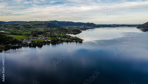 Austria see, beautiful aerial panoramic view.