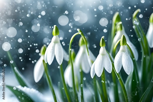 White flowers and rain 