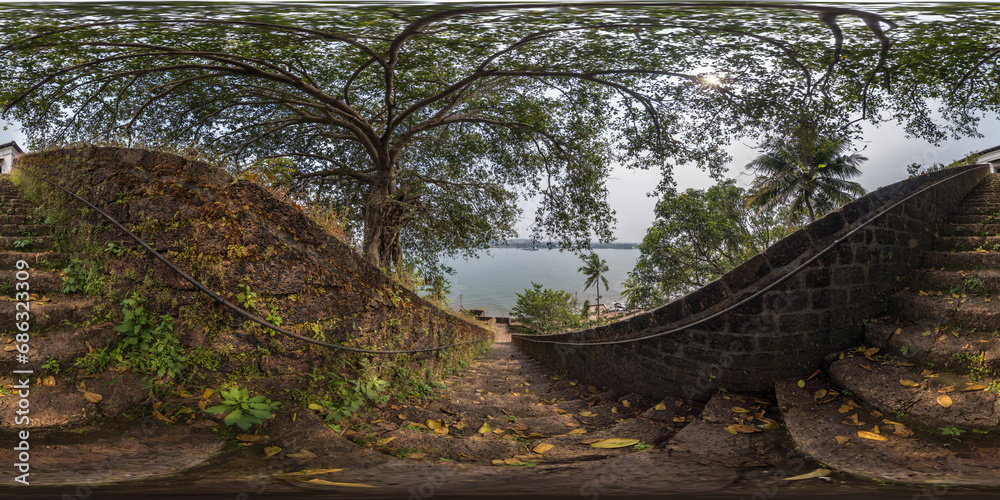 Equirectangular Stone full hdri 360 panorama portuguese defensive abandoned military fortress ...