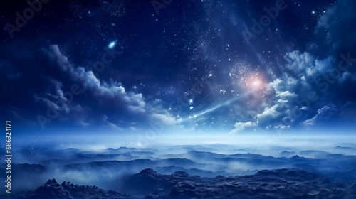 Fantasy alien planet in deep space. 3D rendering.  Beautiful space background with planets, stars and nebula.  © korkut82