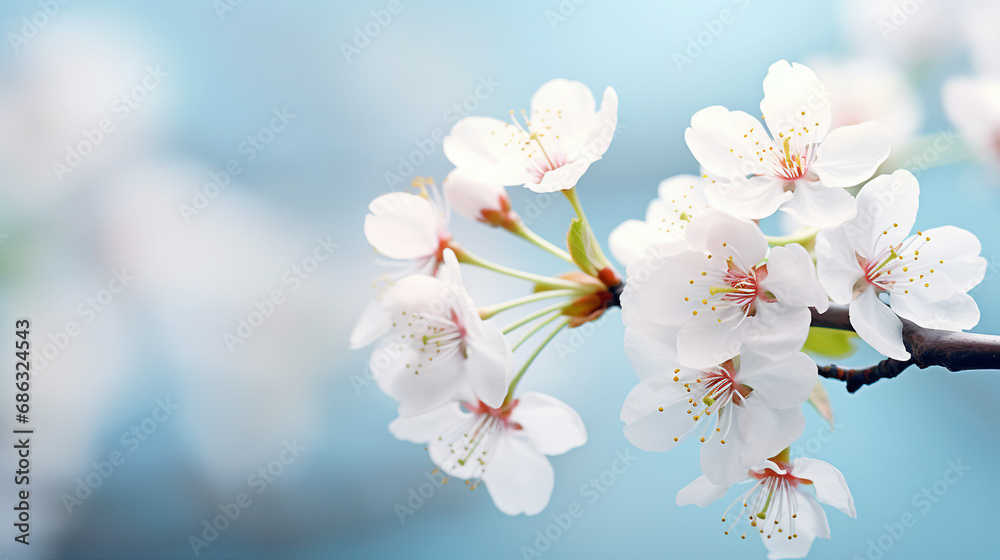 Delicate White Cherry Blossoms on a Windy Spring Day Background Delicate White Cherry Blossoms on a Windy Spring Day Background