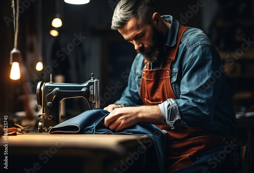 The art of craftsmanship  female hands skillfully sewing on a vintage machine