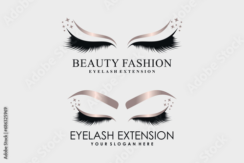 Eyelash extension icon set logo design vector for beauty salon with creative idea