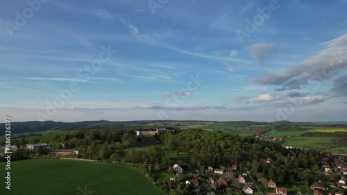 Zbiroh,Czech republic-July 18 2023:Chateau Zbiroh (Zamek Zbiroh), aerial panorama view of Zbiroch castle
 photo