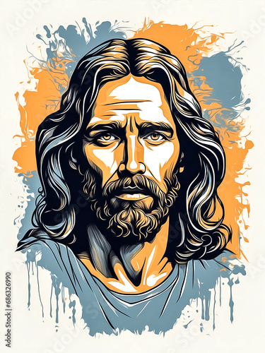 jesus christ canvas painting. Generative AI