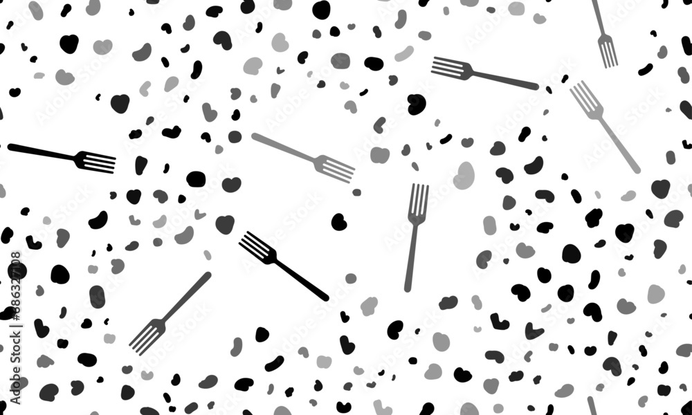 Abstract seamless pattern with forks. Creative leopard backdrop. Vector illustration on white background Abstract seamless pattern with forks. Creative leopard backdrop. Vector illustration on white background