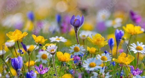 Beautiful meadow full of spring flowers