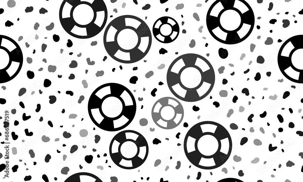 Abstract seamless pattern with lifebuoy symbols. Creative leopard backdrop. Illustration on transparent background
