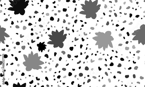 Abstract seamless pattern with lotus flowers. Creative leopard backdrop. Vector illustration on white background