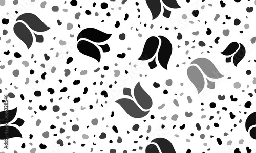 Abstract seamless pattern with tulips. Creative leopard backdrop. Vector illustration on white background