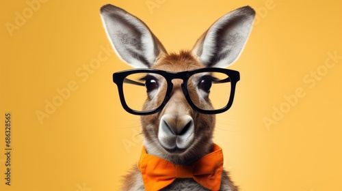 portrait of kangaroo in stylish glasses, isolated on clean background