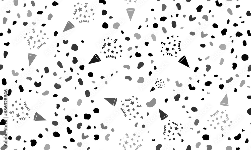 Abstract seamless pattern with exploding party poppers. Creative leopard backdrop. Illustration on transparent background Abstract seamless pattern with exploding party poppers. Creative leopard backdrop. Illustration on transparent background