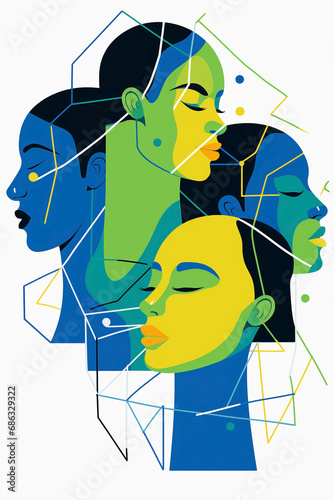 Multicultural community of varied minds working collaboratively. Interpersonal relationships and women gathering, connecting, and uniting thoughts. Psychological aspects and female business initiative