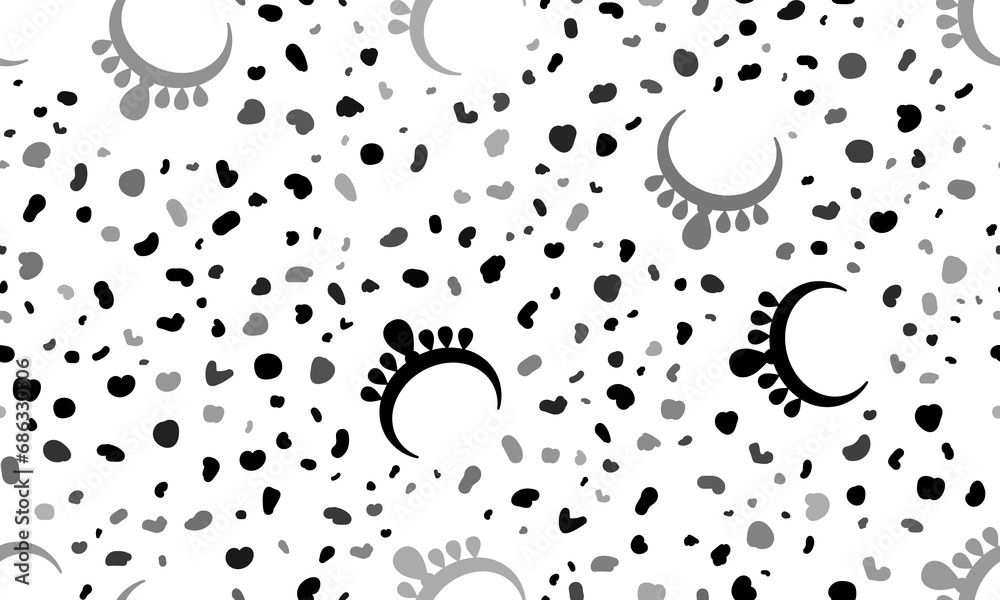 Abstract seamless pattern with necklace symbols. Creative leopard backdrop. Illustration on transparent background