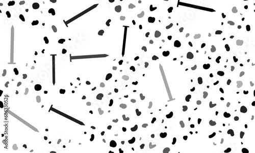Abstract seamless pattern with metal nail symbols. Creative leopard backdrop. Vector illustration on white background