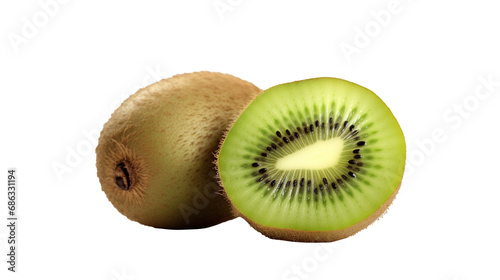 Green kiwi isolated on transparent background, PNG image with background removed, Сreated with Generative Ai technology.