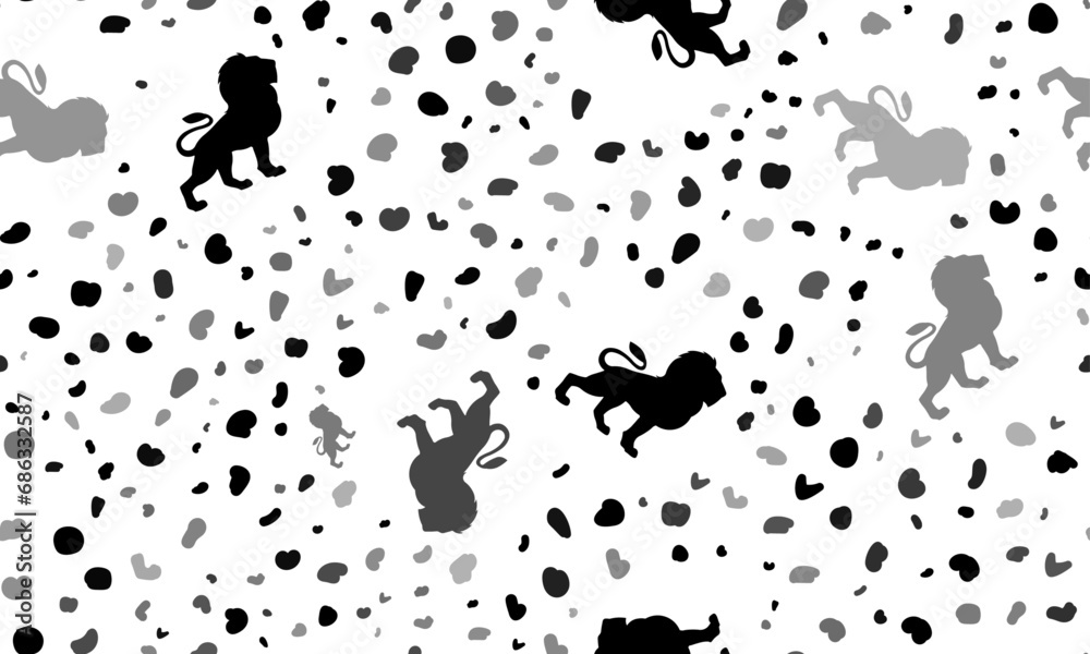 Abstract seamless pattern with lion symbols. Creative leopard backdrop. Vector illustration on white background
