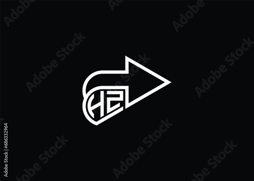 Minimal Awesome Trendy Arrow HZ Logo Design Vector Template On Black Background