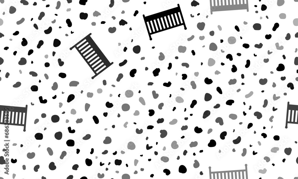 Abstract seamless pattern with baby cot symbols. Creative leopard backdrop. Vector illustration on white background Abstract seamless pattern with baby cot symbols. Creative leopard backdrop. Vector illustration on white background
