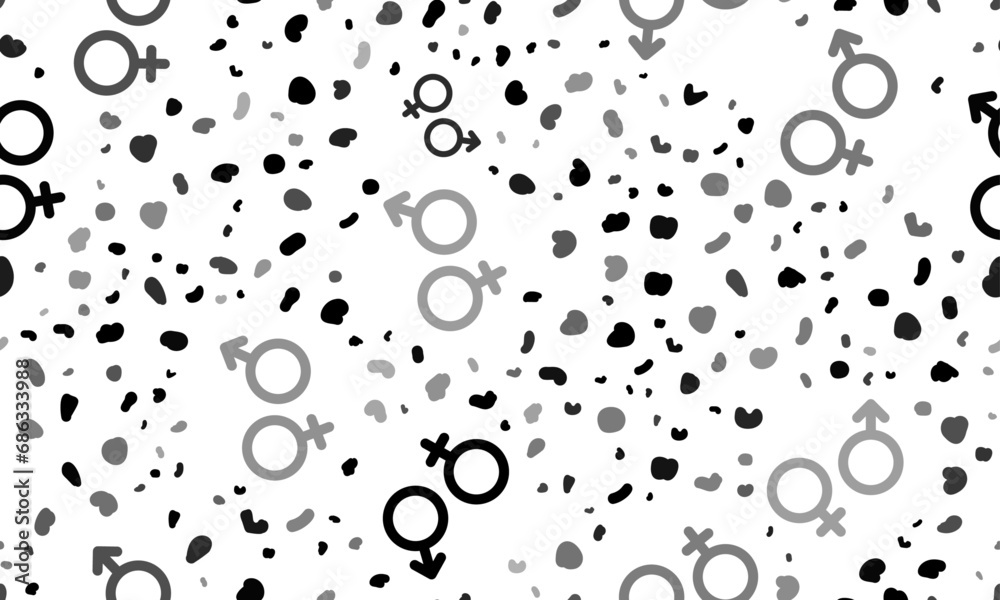 Abstract seamless pattern with gender symbols. Creative leopard backdrop. Vector illustration on white background