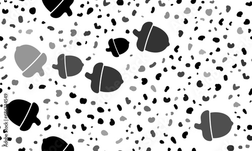 Abstract seamless pattern with acorn symbols. Creative leopard backdrop. Vector illustration on white background