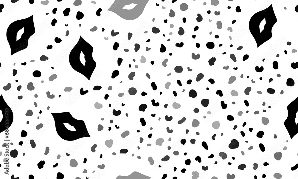 Abstract seamless pattern with lips symbols. Creative leopard backdrop. Illustration on transparent background Abstract seamless pattern with lips symbols. Creative leopard backdrop. Illustration on transparent background