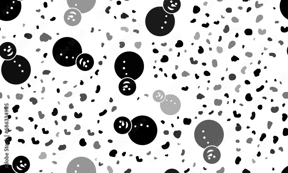 Abstract seamless pattern with Christmas snowmans. Creative leopard backdrop. Illustration on transparent background