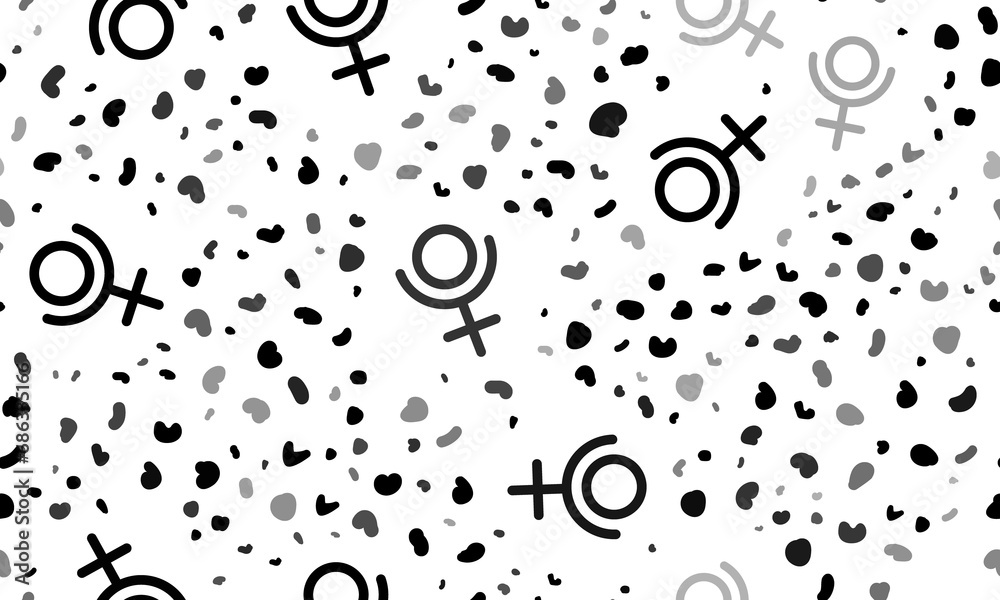 Abstract seamless pattern with astrological pluto symbols. Creative leopard backdrop. Illustration on transparent background