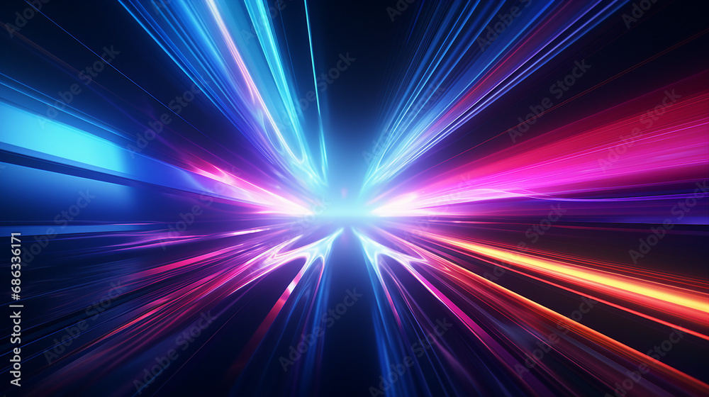 Abstract Luminous Line Motion in a Futuristic Background