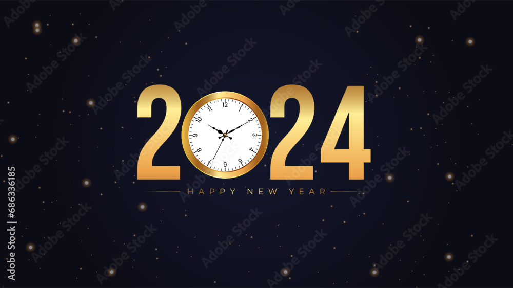2024 Happy New Year Background Design. Greeting Card, Banner, Poster