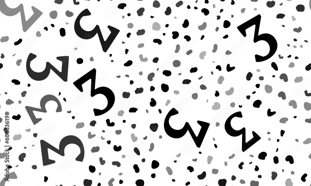 Abstract seamless pattern with number three symbols. Creative leopard backdrop. Vector illustration on white background Abstract seamless pattern with number three symbols. Creative leopard backdrop. Vector illustration on white background